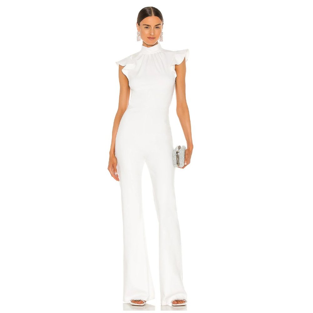 Amanda Uprichard Davina White Ruffle Sleeve Jumpsuit Size XS